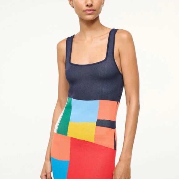 STAUD Colorblock Midi Dress - Multicolor - Picture 2 of 8